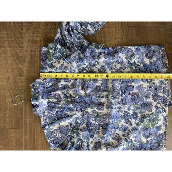Sabina Musayev Designer Top Blue lavender Sheer Floral Print Women’s Small - Picture 6 of 6